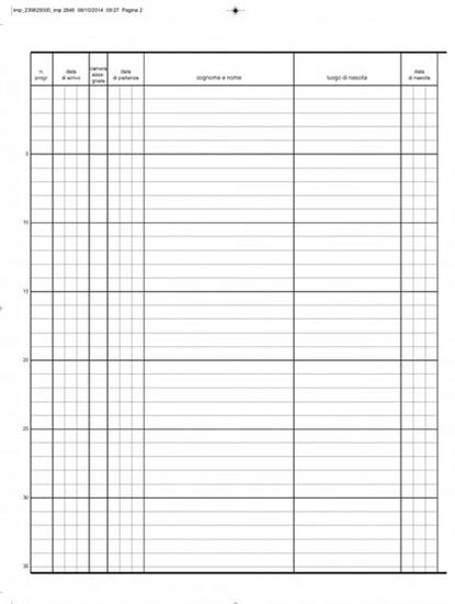 REGISTRO PERSONE ALLOGGIATE USOMANO 47PG 31X24CM 2710