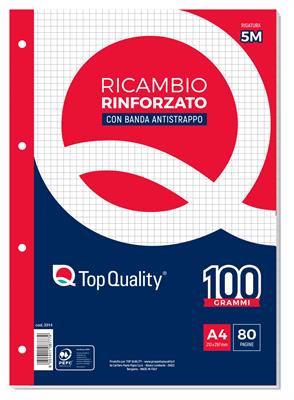 RICAMBIO RINFORZATO A4 RIG.5MM 100GR. TOPQUALITY 3314