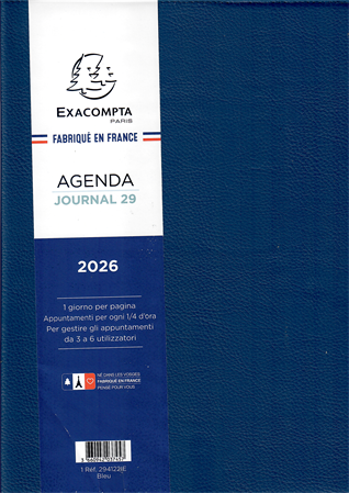 AGENDA GIORNO EXACOMPTA JOURNAL 29 2026 BLU 21X29,7CM 294122IE