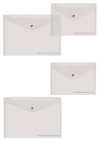 BUSTE CON BOTTONE TOP QUALITY A5 TRASP. 12PZ  10616