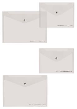 BUSTE CON BOTTONE TOP QUALITY A5 TRASP. 12PZ  10616