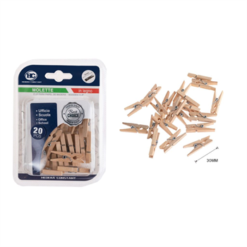 MINI MOLLETTE LEGNO 30MM 20PZ.  HC20093