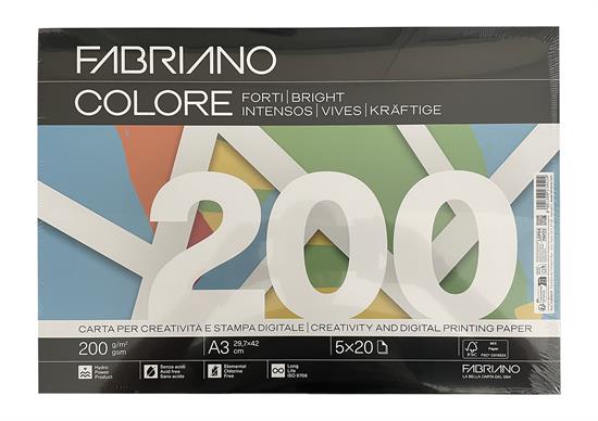 CARTA COLORATA FABRIANO A3 200GR. FORTI 100FF         19100818