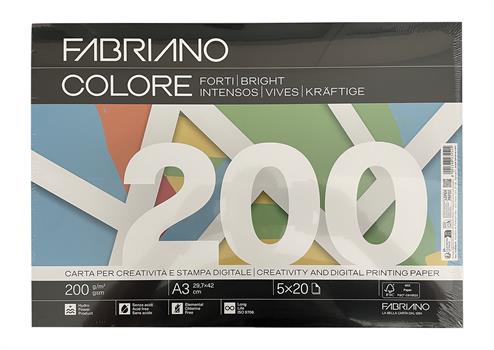 CARTA COLORATA FABRIANO A3 200GR. FORTI 100FF         19100818