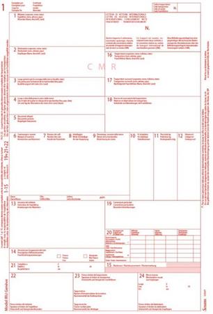 MODULO LETTERA DI VETTURA CMR  1209