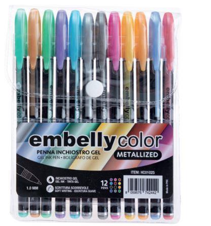 PENNA GEL METAL EMBELLY COLOR 12PZ  HC01025