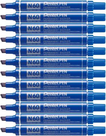 PENNARELLO PERMANENTE PENTEL N60 PUNTA SCALPELLO BLU