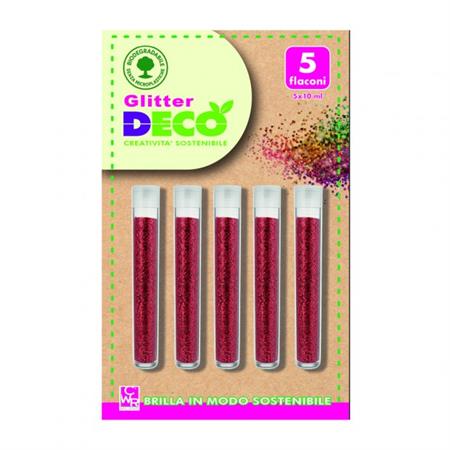GLITTER GRANA FINE ROSSO 10ML 5PZ   13390/03