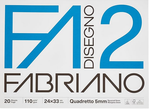 ALBUM DISEGNO F2 LISCIO QUADRETTATO 20FF 5MM FABRIANO 4204310