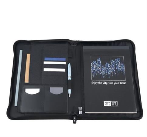 PORTABLOCCO IN TESSUTO A4 CON ZIP CITY-TIME BLU NIJI 61501