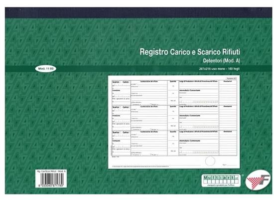 REGISTRO CARICO/SCARICO RIFIUTI DETENTORI MOD.A 210X297 1103