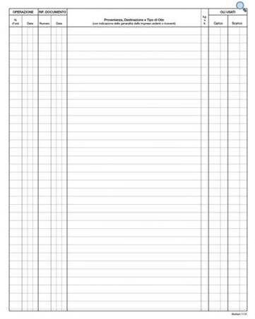 REGISTRO SCARICO OLI USATI MOD.A DEPOSITI COMMERCIALI 1109