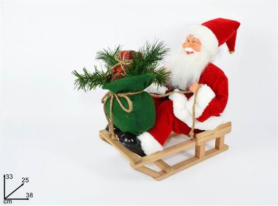 BABBO NATALE CON SACCO SU SLITTA CM.38  S17065