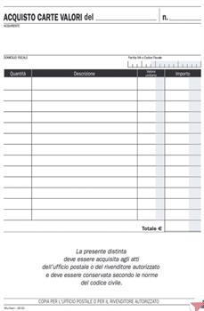 BLOCCO ACQUISTI VALORI BOLLATI 50X2 220X148 MM 2802