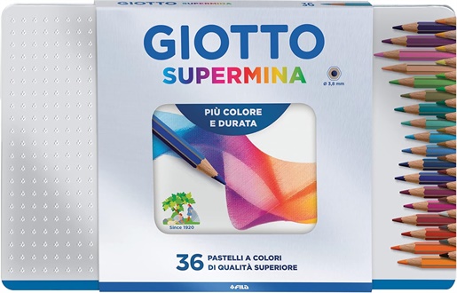 PASTELLI SUPERMINA GIOTTO DA 36 SCATOLA METALLO 236900