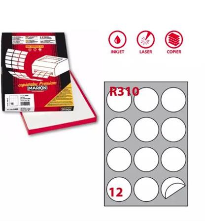 ETICHETTE ADESIVE ROTONDE A4 R310 D.60MM MARKIN