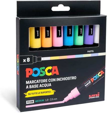 UNIPOSCA PC-5M PASTEL 8PZ           MPC5MP8P