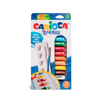 CARIOCA 12 TUBETTI TEMPERA 10 ML CON TAVOLOZZA 40012