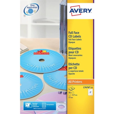 ETICHETTE PER CD AVERY FINITURA COPRENTE Ø 117 MM