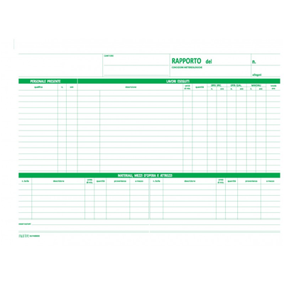 BLOCCO RAPPORTO CANTIERE 22,5X29,7CM  0801
