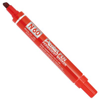 PENNARELLO PERMANENTE PENTEL N60 PUNTA SCALPELLO ROSSO