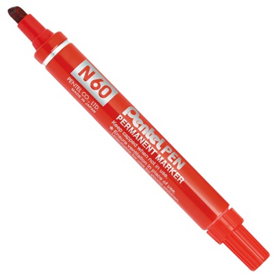 PENNARELLO PERMANENTE PENTEL N60 PUNTA SCALPELLO ROSSO