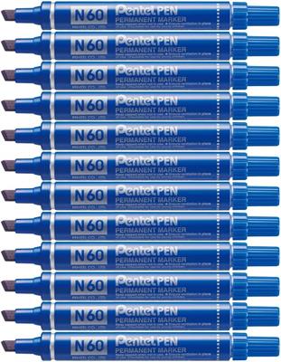 PENNARELLO PERMANENTE PENTEL N60 PUNTA SCALPELLO BLU