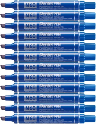 PENNARELLO PERMANENTE PENTEL N60 PUNTA SCALPELLO BLU