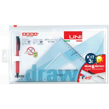 COPPIA SQUADRE 45-60/30CM+PORTAMINE  70330ZIP