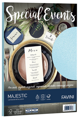 CARTA FAVINI METALIZZATA EVENTS CELESTE 10FF 250GR     A69T174