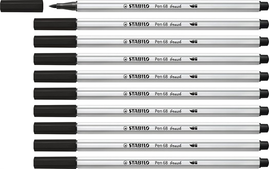 PENNARELLI STABILO 68 BRUSH NERO PUNTA A PENNELLO 568/46
