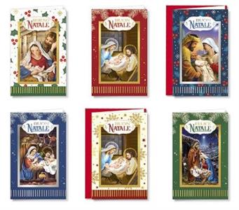 BIGLIETTI NATALIZI RELIGIOSI 8,5X13,5 60PZ NT8549