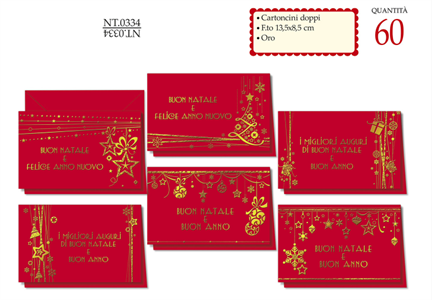 BIGLIETTI BUON NATALE CARTONCINI 60PZ NT0334