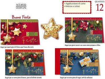 BIGLIETTI NATALE 12PZ CROMO NT8532