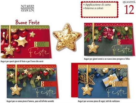 BIGLIETTI NATALE 12PZ CROMO NT8532