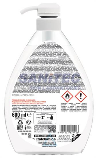 SANI GEL MED IGIENIZZANTE MANI 600 ML SANITEC 1035
