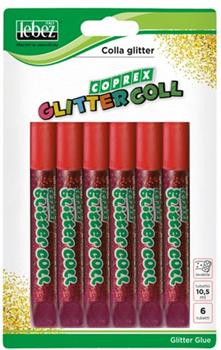 COLLA GLITTER 6PZ 10,5ML ROSSO LEBEZ 5131