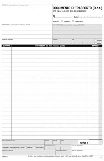 DOCUMENTO DI TRASPORTO 2C A4 50X2  3003