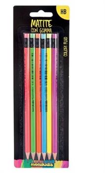 BLISTER MATITE FLUO CON GOMMA 6PZ 32NIK024BL