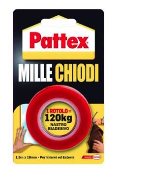 NASTRO BIADESIVO PATTEX MILLECHIODI 19MMx1,5M 1415580 2857838