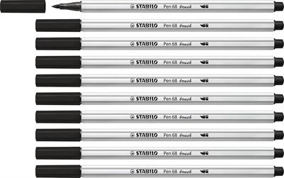 PENNARELLI STABILO 68 BRUSH NERO PUNTA A PENNELLO 568/46