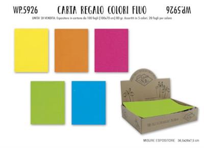 CARTA REGALO MONOCOLORE FLUO 100X70 100PZ   WP5926