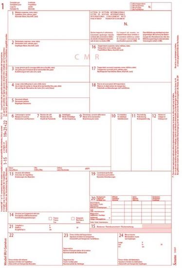 MODULO LETTERA DI VETTURA CMR  1209
